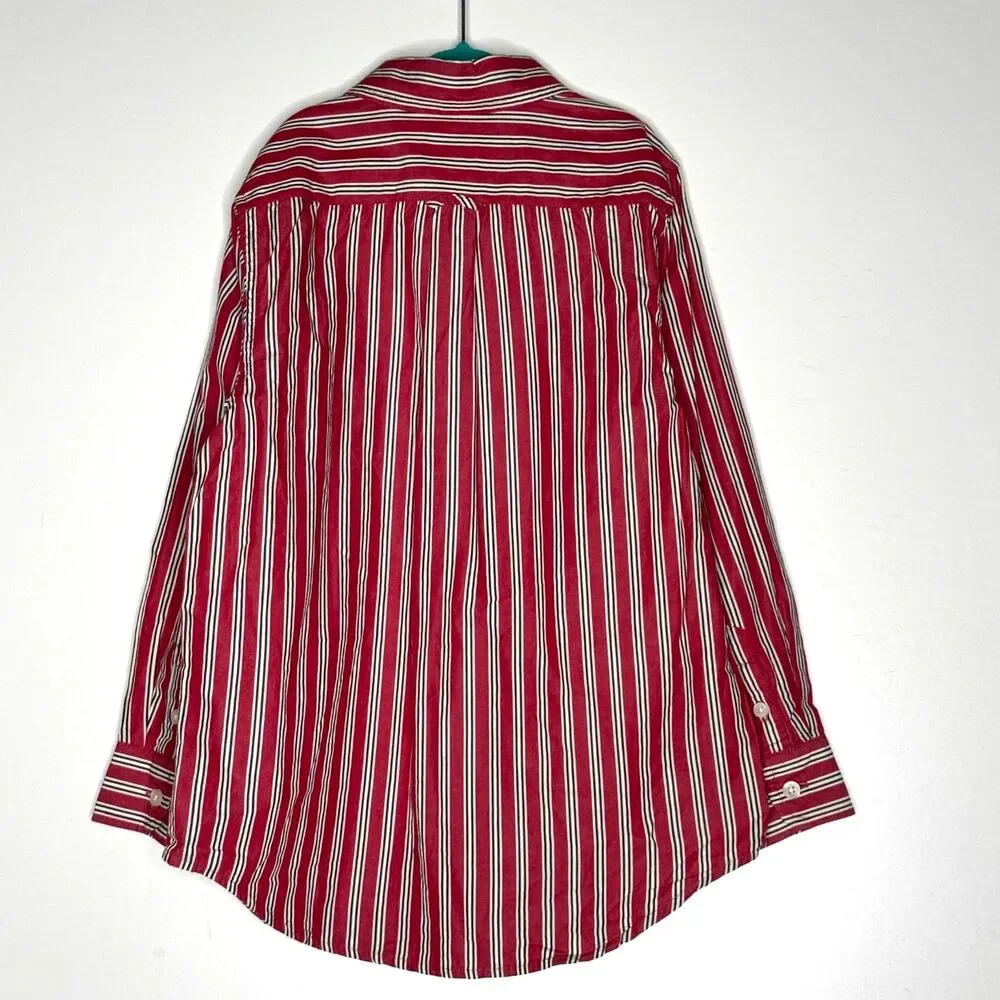 New The Children's Place Striped Button Down Long Sleeve Shirt Boys Size 7/8